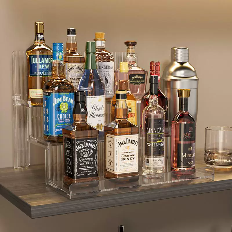 ⇓Wine cabinet multi-layer storage rack wine rack display rack step-type acrylic desktop bar mini wine storage