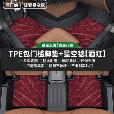 Suitable for Tpe Car: Universal Foot Pad - double-layer-burgundy-starry-sky-blanket-tpe-bag-threshold-foot-mat