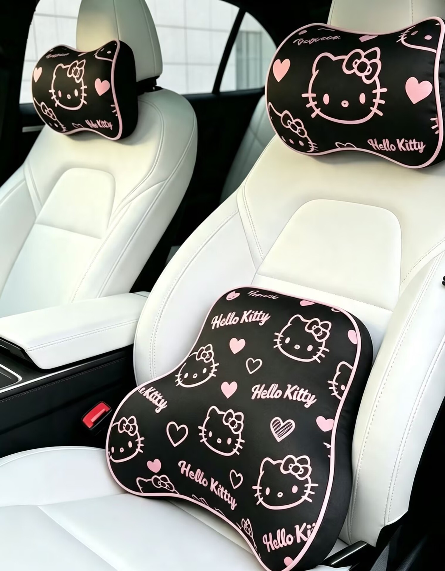 Car headrest memory foam headrest, lumbar support pillow, neck pillow, cute cartoon KT, universal for all seasons, headrest cushion for car