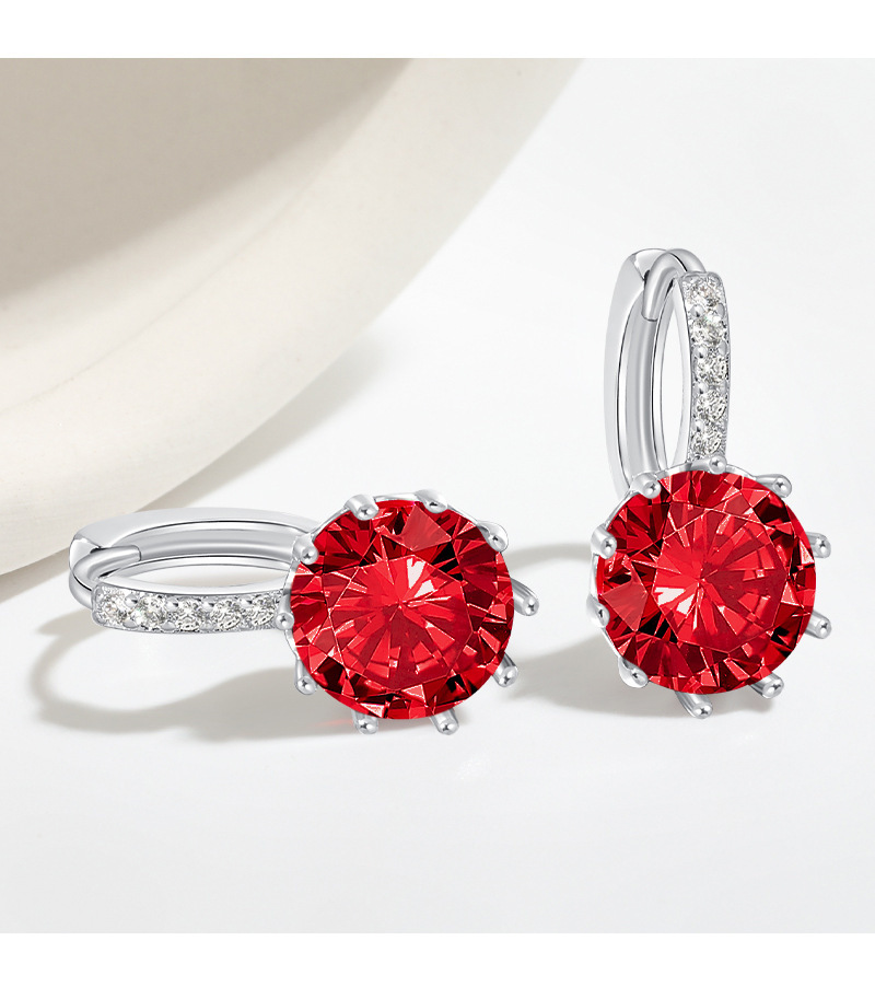 Round Pattern 1 Pair Shiny Round Inlay Copper Zircon Earrings
