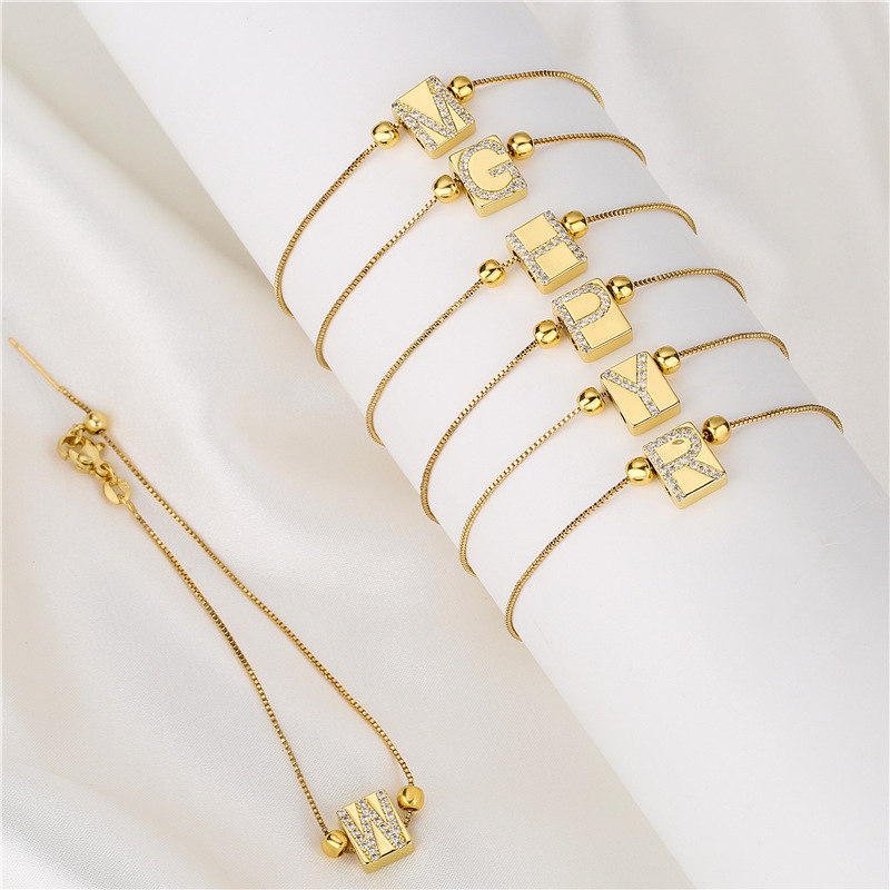 Simple Style Letter Copper Inlay Zircon Bracelets 1 Piece