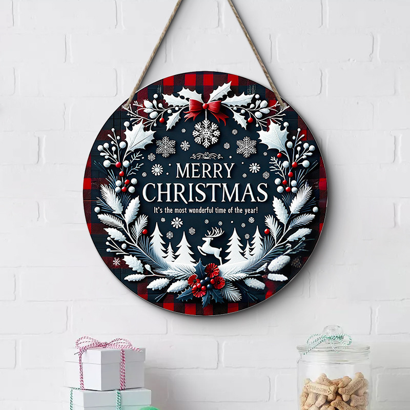 在庫ありクリスマスクリエイティブ吊り下げ装飾品木製工芸品ラウンドドアサイン木製タグシリーズ装飾ペンダント|undefined