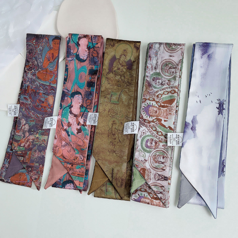 Bufanda pequeña larga de las Mujeres Nuevo estilo chino retro todo partido bufanda pequeña bufanda delgada banda de pelo estrecho cinta atada bolsa cinta