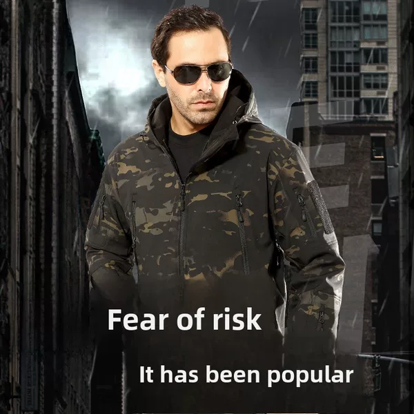 Sharkskin Softshell Jacket Tactical Military Fan Windbreaker Windproof Warm Outdoor Mountaineering Clothing Dropshipping Cross-Border