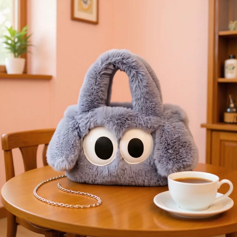 큰 눈 개 봉제 가방 귀여운 강아지 봉제 메신저 가방 여성 봉제 어깨 동전 지갑 만화 핸드백
