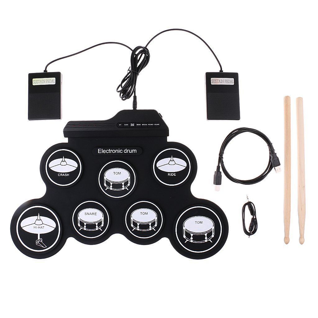 Factory wholesale cross border drum set children's puzzle game drum adult usb folding hand roll portable electronic drum