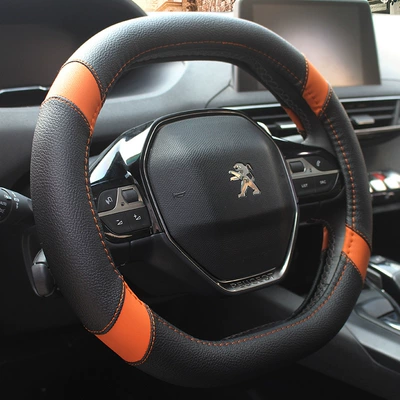 Steering wheel cover – Suitable for Dongfeng Peugeot - double-d-type-a-black-orange-34cm