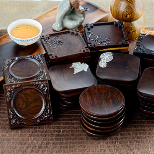 Ebony Coaster Tea Ceremony Six Gentlemen Kung Fu Tea Set Solid Wood Tea Tray Accessories Square Coaster Tea Ceremony Zero-Way Sun