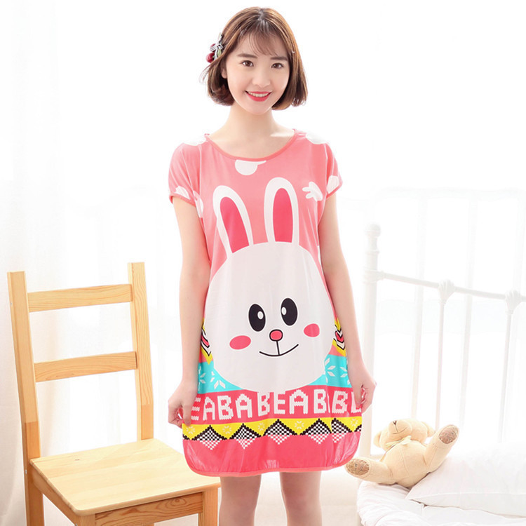 Pijamas transfronterizos de dibujos animados de verano para mujer camisón de seda de leche de niña al por mayor ropa de una sola pieza de manga corta para niña linda