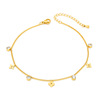 Glossy zirconium, ankle bracelet, beach accessory stainless steel, Korean style, flowered, 750 sample gold, does not fade