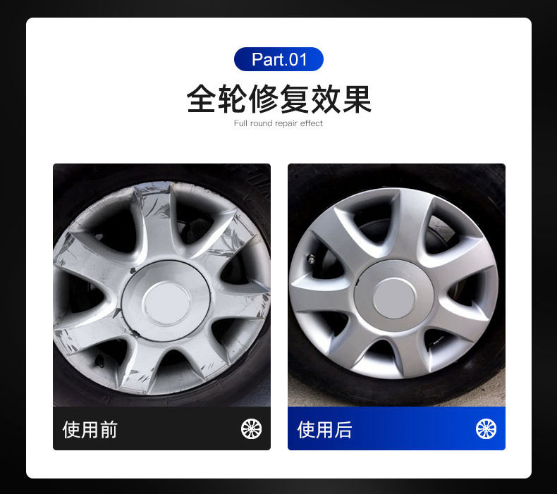 Automobile wheel hub painting wheel hub renovation repair self-painting aluminum alloy steel ring silver polishing color change paint