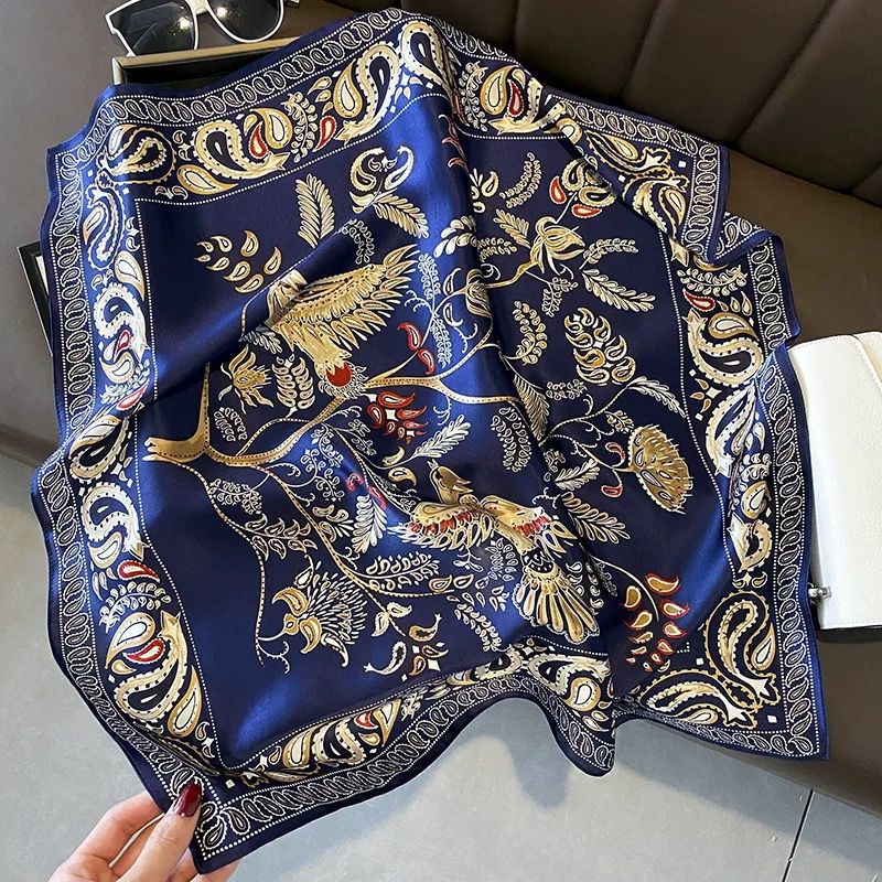 Women's Pure Silk Scarf 2025 New Cashew Polka Dot Square Scarf Autumn/Winter Luxury Old Money Style Korean Necktie - Thumbnail 6