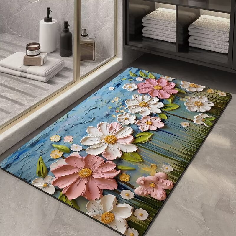 3D Badkamer Deurmat Waterabsorberend Diatomeeënaarde Zachte Antislip Sneldrogende Voetmat Toilettapijt_voghion.com
