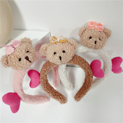 日韓可愛小熊愛心毛絨發箍少女甜美髮飾優雅發卡洗臉防滑頭箍髮帶