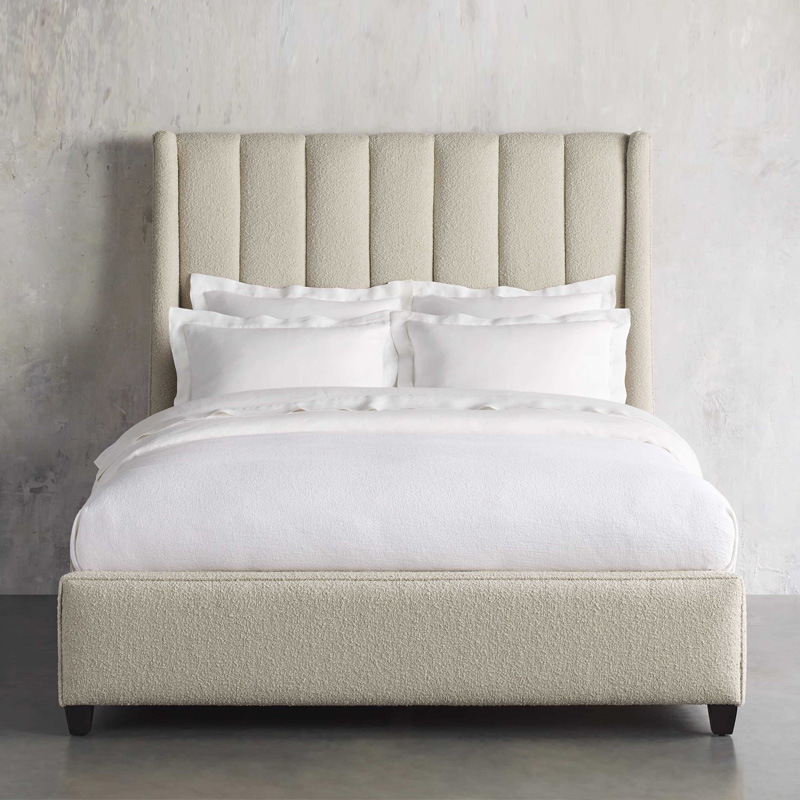 北歐現代羊羔絨臥室雙人大床意式極簡奶油實木床輕奢民宿酒店家具