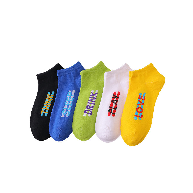 Socks men's summer socks black English letter boat Socks shallow ladies spring and summer thin sports cotton socks wholesale