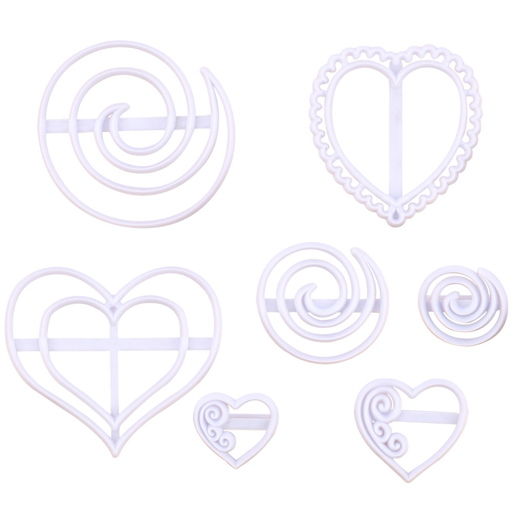 Fabricante suministro directo de 7 conjuntos de amor, pastel de caramelo, molde de molde de galletas, molde de corte de galletas, decoración de pastel de horneado