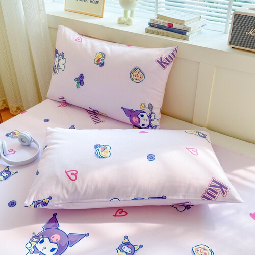 Cross-border 100% Cotton Sanrio Cartoon Single Bed Skirt Kurohime KT Bed Cover Bed Sheet Mattress Protector Wholesale
