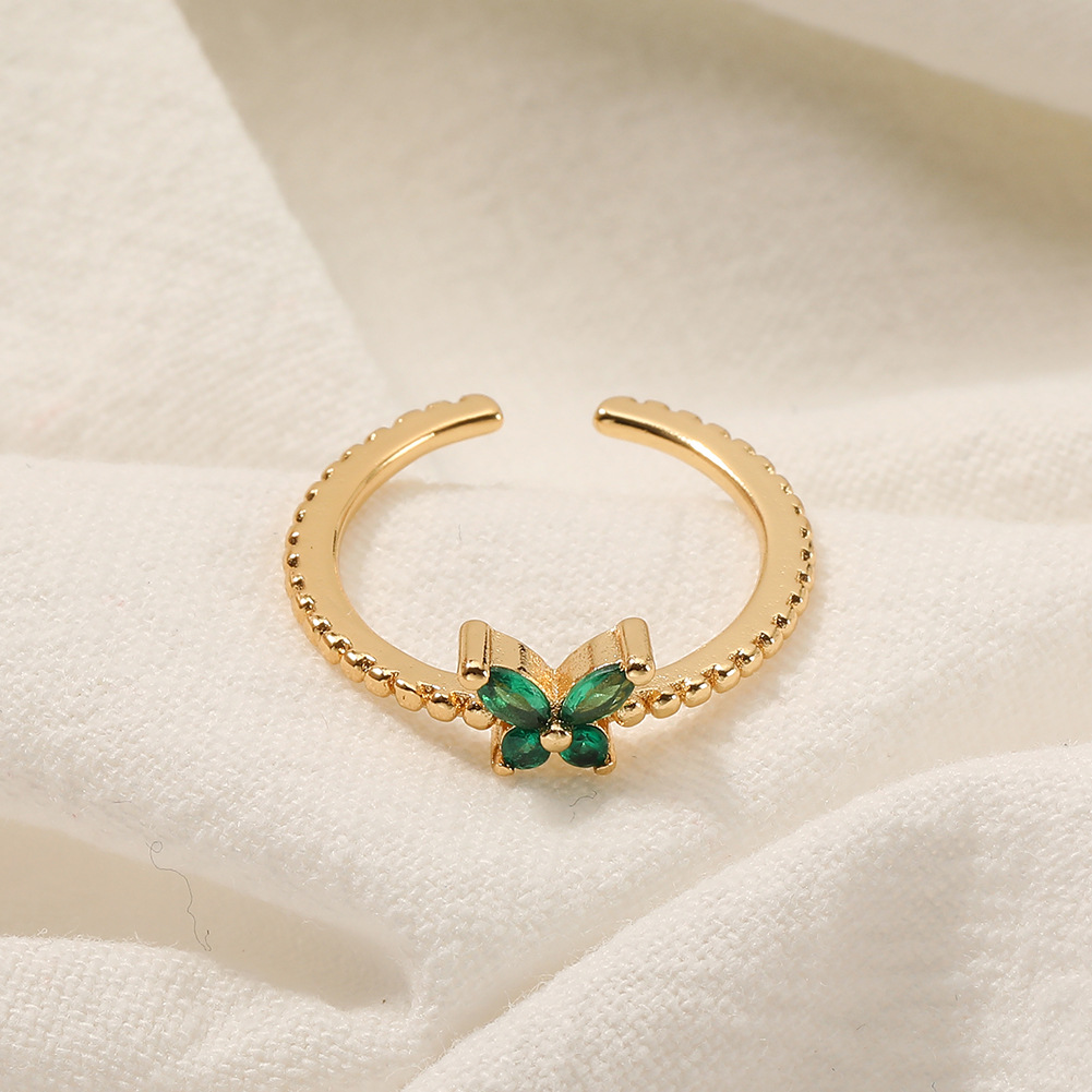 Simple Style Butterfly Copper Gold Plated Open Ring 1 Pair