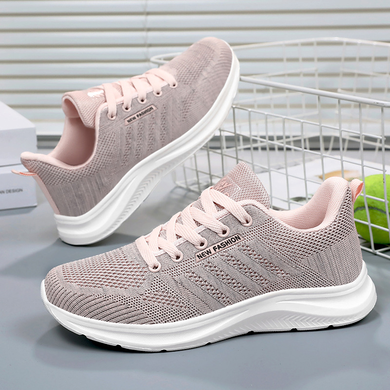 Calzado deportivo para mujer 2025 zapatos individuales de verano transfronterizo Xiyin en nombre de la versión coreana de las zapatillas para correr transpirables casuales de suela suave tejidas voladoras