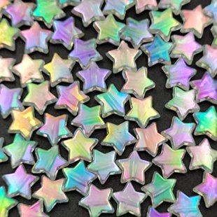 Rainbow Magic Five-pointed Star Beads Colorful Electroplated Loose Beads Accessories Five-pointed Star Beads Acrylic Plastic Beads Accessories