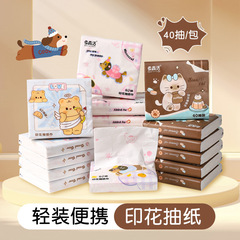 漫画のファッションのプリントは紙を引き出します40はかわいい引き出し式の包みのティッシュの家庭用携帯の事務室のティッシュの紙を引き出します。