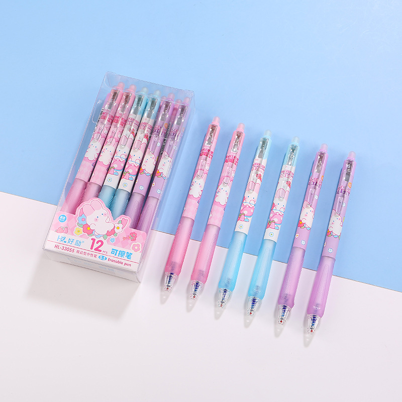 Haoli empuje de recarga borrable 0,5 M cristal azul Mo fácil de limpiar caliente borrable estudiante Mo le pluma de gel pluma a base de agua