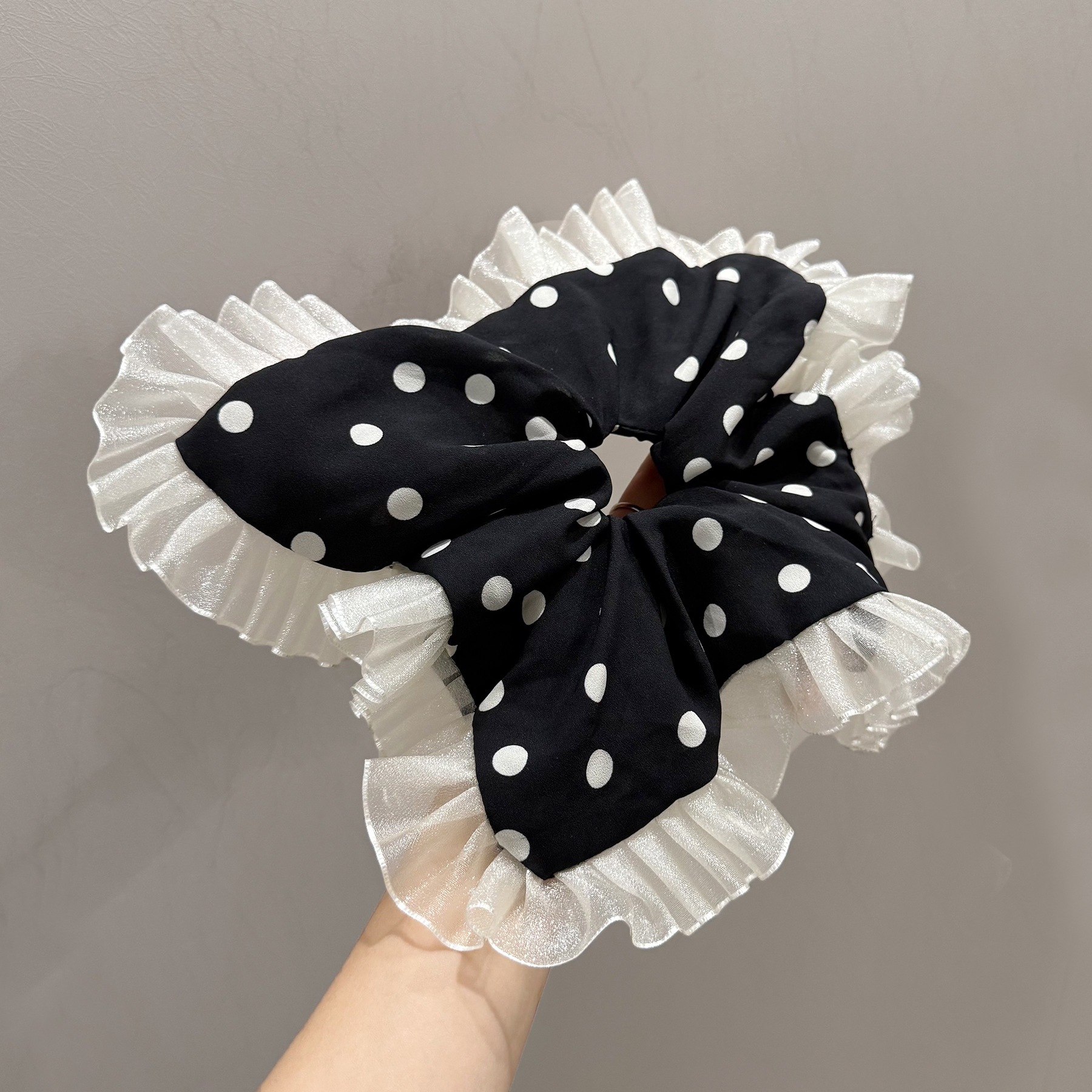 Polka Dot Hair Scrunchie Scarf Hair Accessory For Ponytails_voghion.com