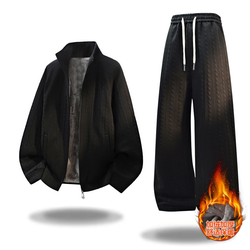 2025 Fashion Trendy Luxury Loose Thickened Sports Suit Autumn and Winter New Casual Sweatshirt and Pants Set Outfit