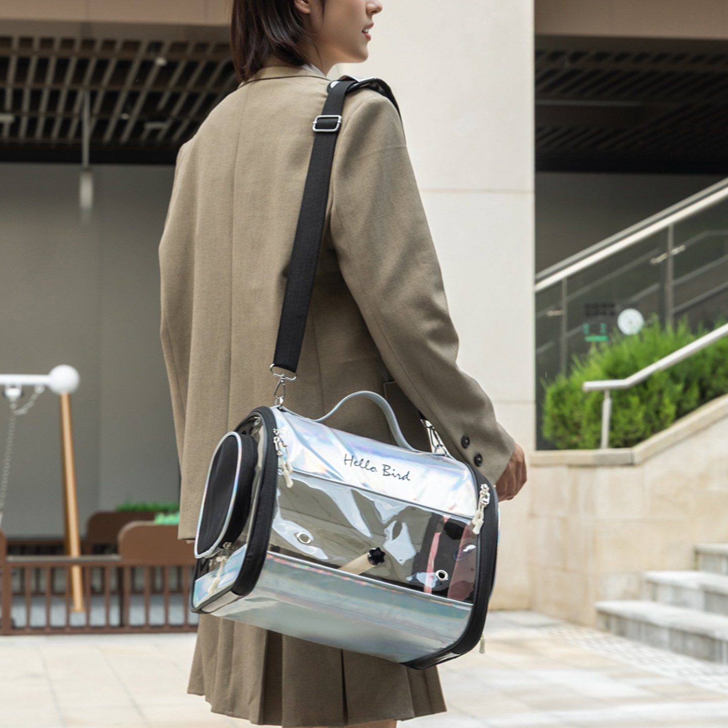 Bolso Transparente de Transporte para Loros de Tela Oxford Portátil para Aves