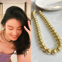 倪妮同款仿施家正圆珍珠项链女 小众法式轻奢925银针耳钉新款上市