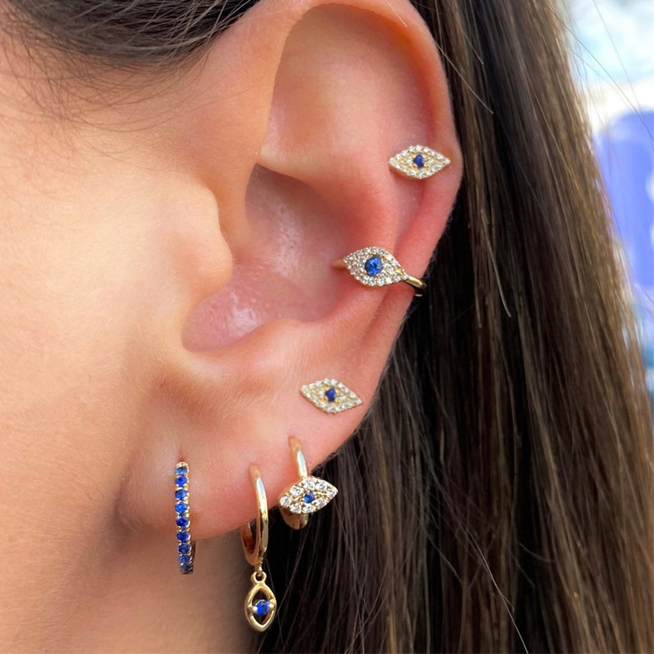 4g Weight Copper Ear Needle Material Earrings, Ear Studs Classification 1 Piece Quantity Daily Occasion Copper Material Geometric, Devil's Eye Pattern All Seasons Season Women's Gender Retro Style 1 Piece Retro Geometric Devil's Eye Copper Earrings Ear Studs 无