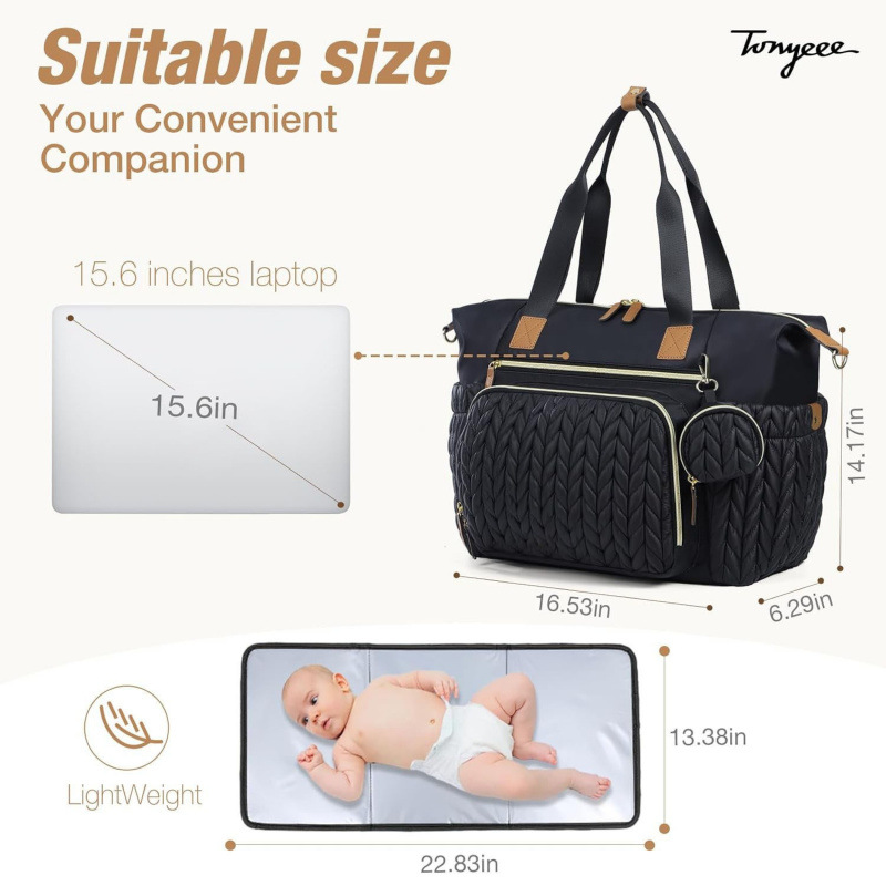Nuevo tipo de bolso de pañales impermeables con caja de tetas, bolso de bebé con almohadilla de cambio de pañales, bolso de mamá de viaje