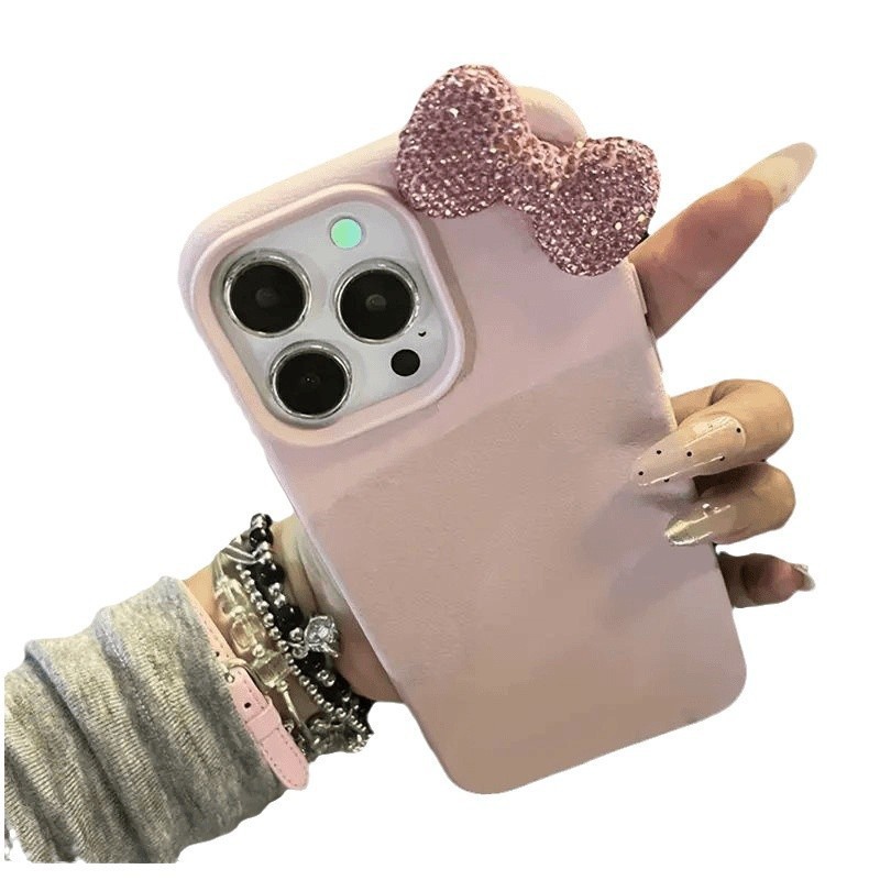 iPhone16promax Apple 15 携帯電話ケース 14 新しいスタイル 13 女性に適したハイエンドのピンクの立体リボン|undefined