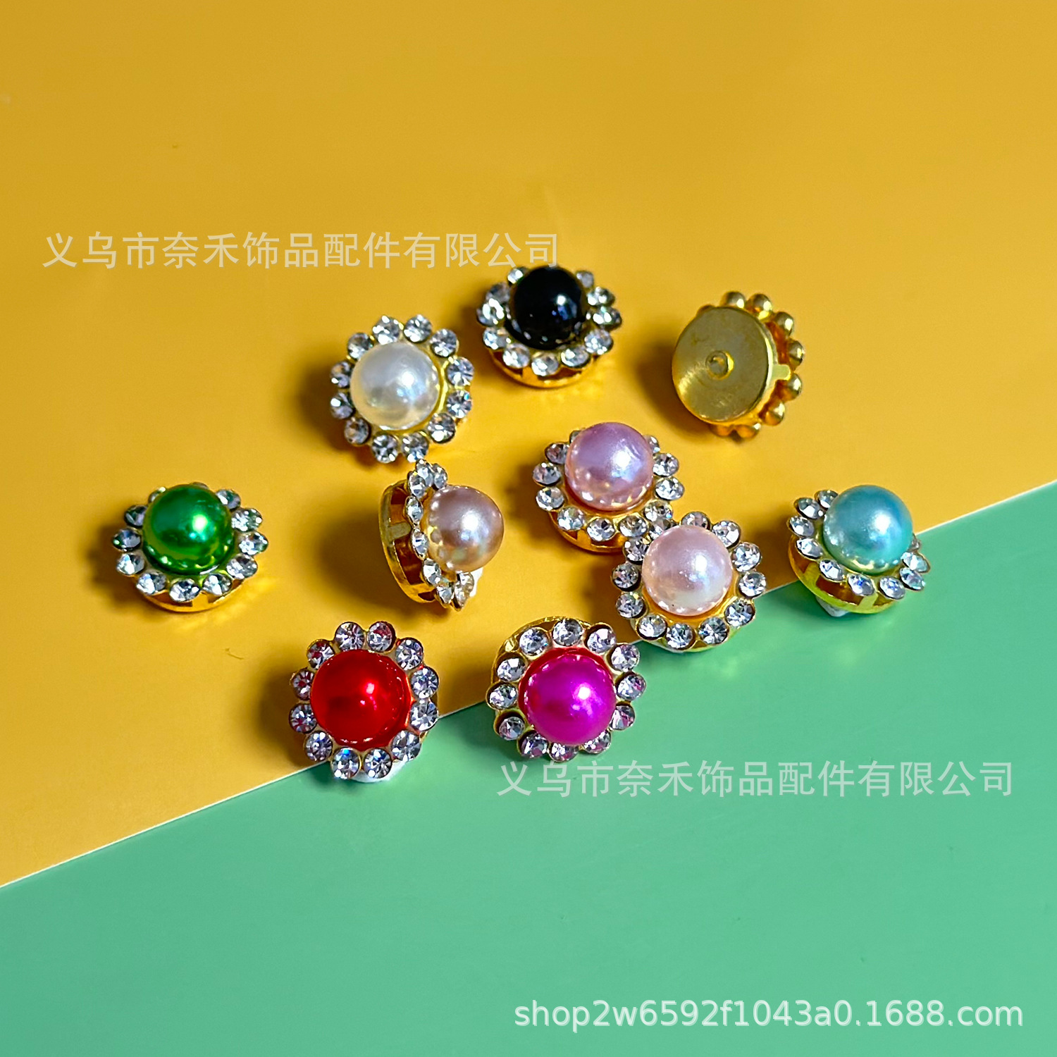 Fábrica de perlas artificiales de doble capa de diamante arco flor corazón diamante bricolaje accesorios para el cabello accesorios de diamantes de girasol