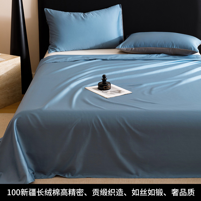 100S Xinjiang de algodón de fibra larga, sábana individual gruesa de algodón puro, sábana individual de una sola pieza, dormitorio de algodón doble, sábana para estudiantes, juego de tres piezas