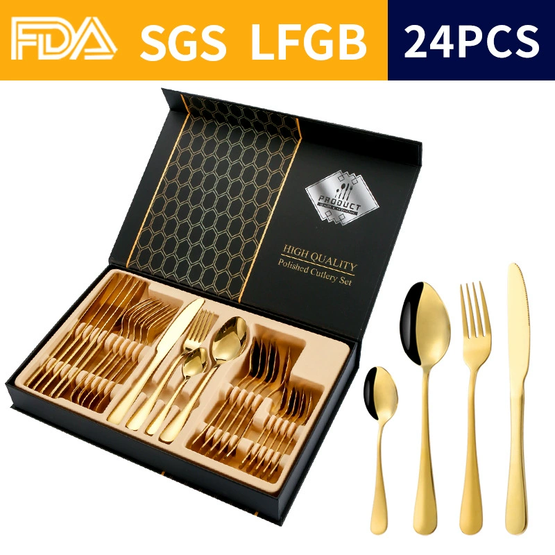 Tableware, set stainless steel, gift box, Amazon, 24 pieces, (Cross-border trading)