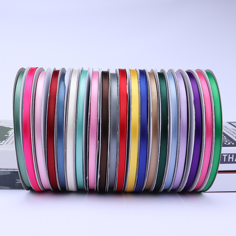 6mm poliéster con arco DIY cinta boda etiqueta marcador ropa cuerda de satén caja de regalo embalaje cinta delgada