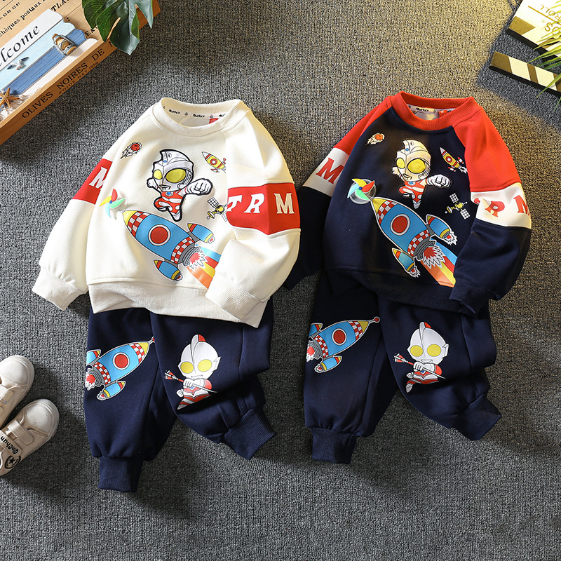 6098 Ultraman ropa traje de primavera y otoño para niños 2024 nuevo suéter a juego de colores para niños otoño estilo occidental