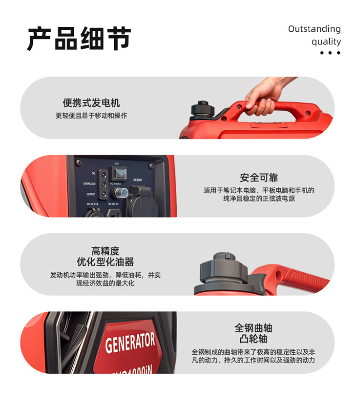 Portable 3.2Kw Handheld Silent Small Gasoline Generator for Cross-Border Outdoor Emergency Camping Wholesale