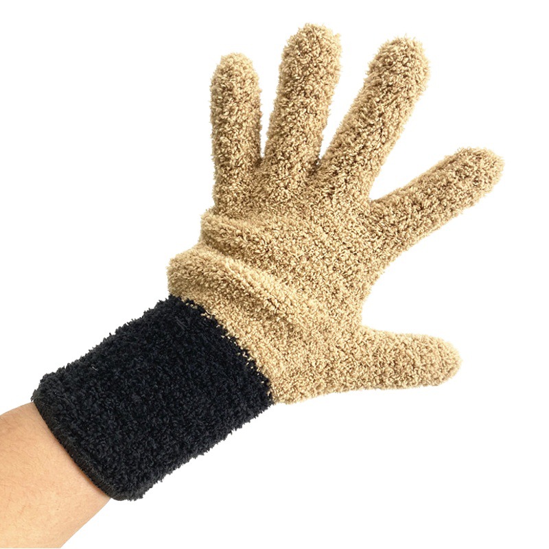 Amazon transfronteriza de dos colores de costura guantes de eliminación de polvo guantes de limpieza de microfibra limpieza del hogar guantes de pulido