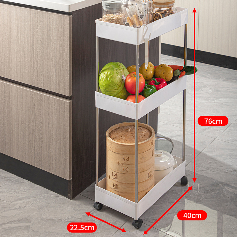 Estante de almacenamiento de cocina Armario de almacenamiento de cajones de múltiples capas tipo piso Estante de almacenamiento de espacio estrecho Estante de almacenamiento de espacio