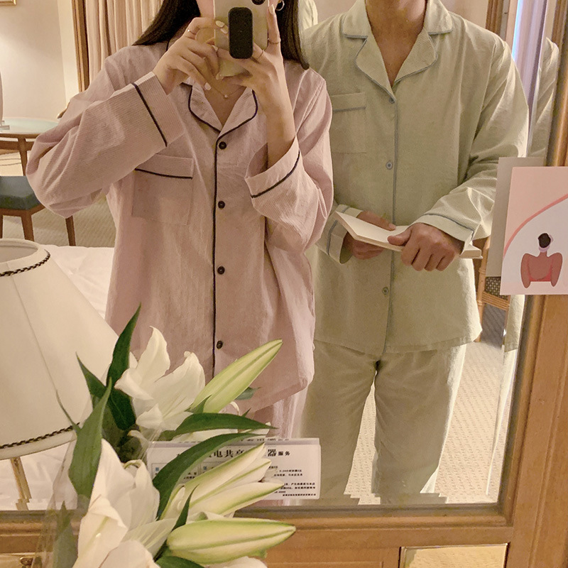Product details picture_actual shot#new product#Men's comfortable and loose striped early autumn pajamas and home wear set