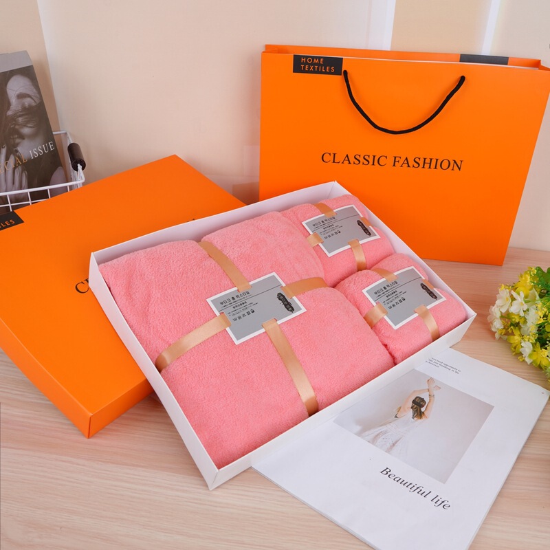 Wholesale Large Orange Gift Box Towels Coral Fleece Souvenir Gift Set Bath Towel Set Company Annual Meeting Gift Towels Wholesale Large Orange Gift Box Towels Coral Fleece Souvenir Gift Set Bath Towel Set Company Annual Meeting Gift Towels