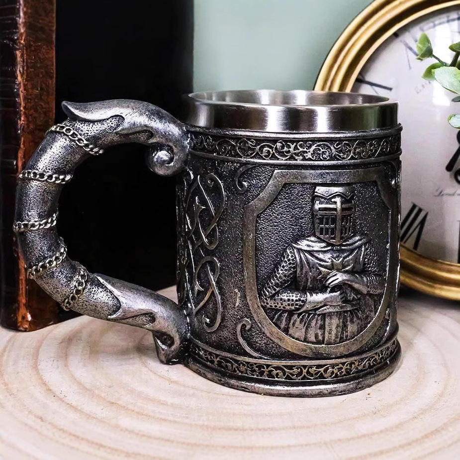 Transfronterizos Mechanischer Drache personalidad creativa mecánica pterosauro taza de pie alto marca de taza de cerveza retro