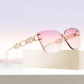 新款时尚欧美太阳镜街拍走秀大框女士防晒墨镜跨境高级感眼镜