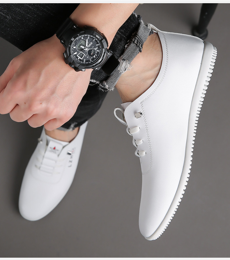 New Men's Breathable Korean Casual Shoes With Soft Sole And Soft Surface, Versatile Anti Slip White Shoes_vogvips.com