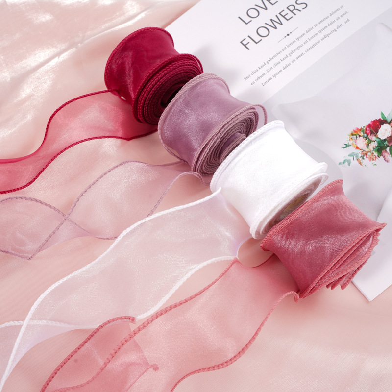 花艺包装简装鱼尾纱丝带批发 鲜花花束蛋糕烘焙装饰彩带材料织带