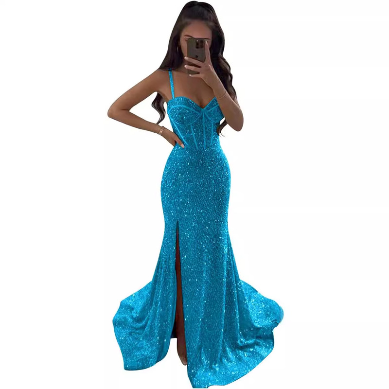 Sequin Evening Dress 2026 New Style Mermaid Ball Gown European and American Amazon Fashion Elegant Sexy Dress