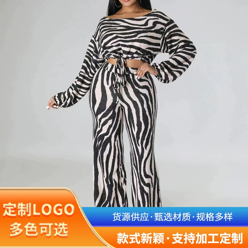 Amazon Европа и США весной тонкие косые плечи полосатые ремни темпераментные элегантные брюки из двух частей женский костюм большого размера